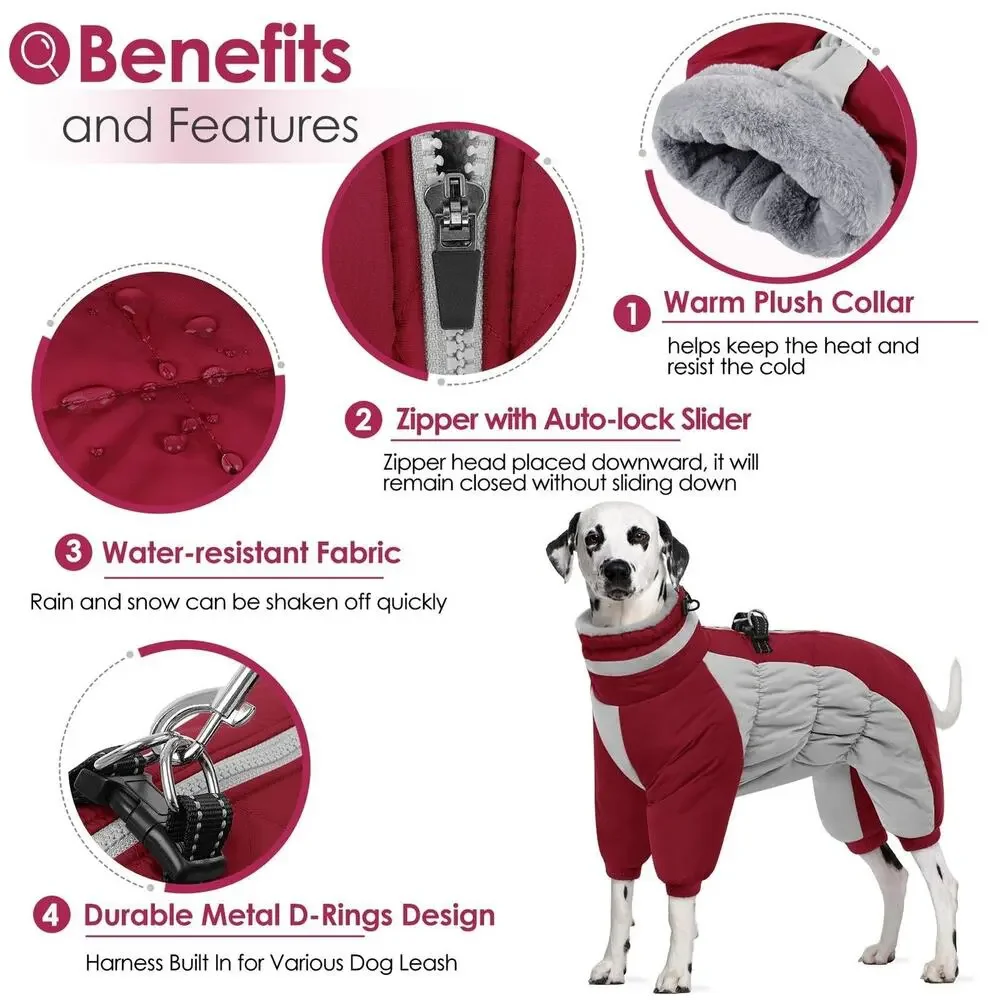 Fullbody Dog Coat Small Warm Fleece Jacket Windproof Winter Coat with Harness